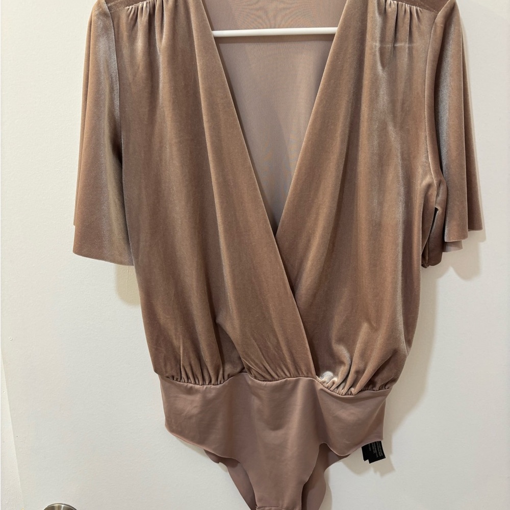 Elegant Tan Wrap Top